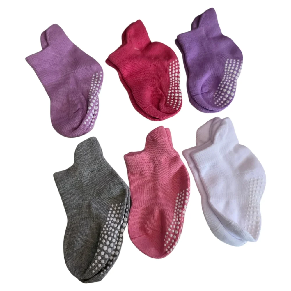 Baby Mixed Color Grip Socks - Size 10-12 Months Pack of 6
